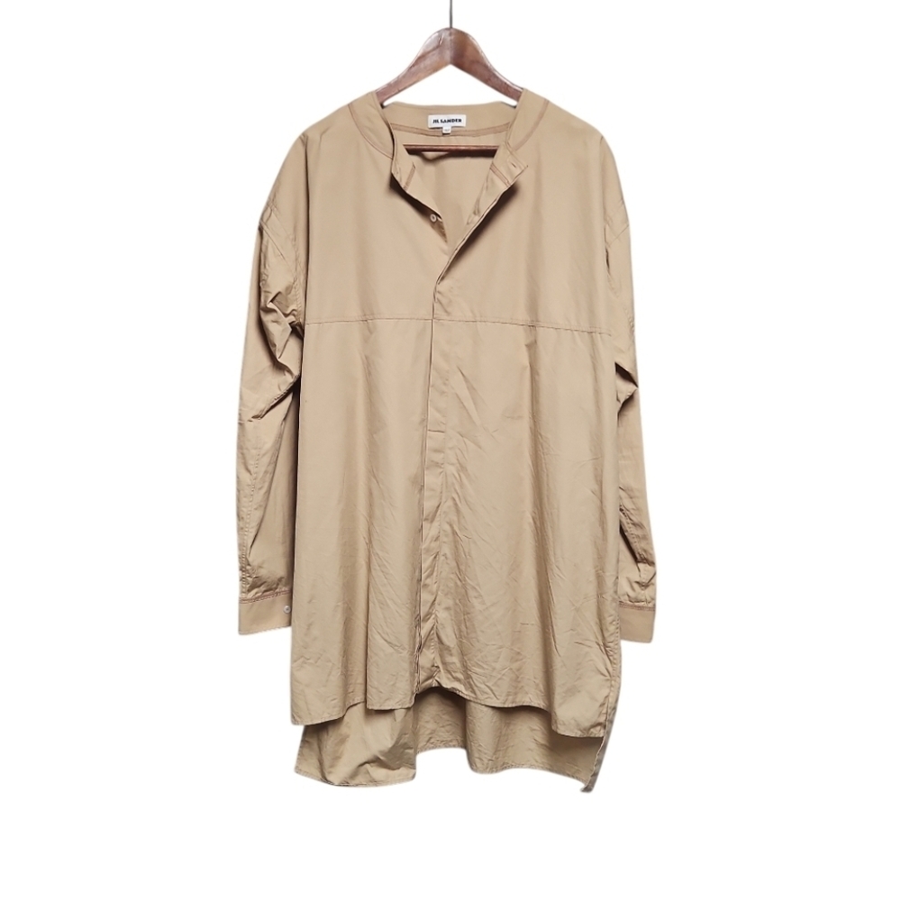 ​JIL SANDER | SS17 Runway Oversized Grandad Collar Shirt – Camel (Size IT 46/L)